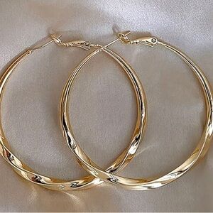 18k Gold Plated Hoop Earrings 2.5”